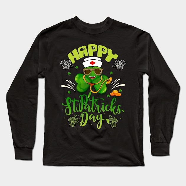 Nurse Shamrock EMT Irish St Patricks Day Nursing Medical Fun Long Sleeve T-Shirt by Norine Linan 